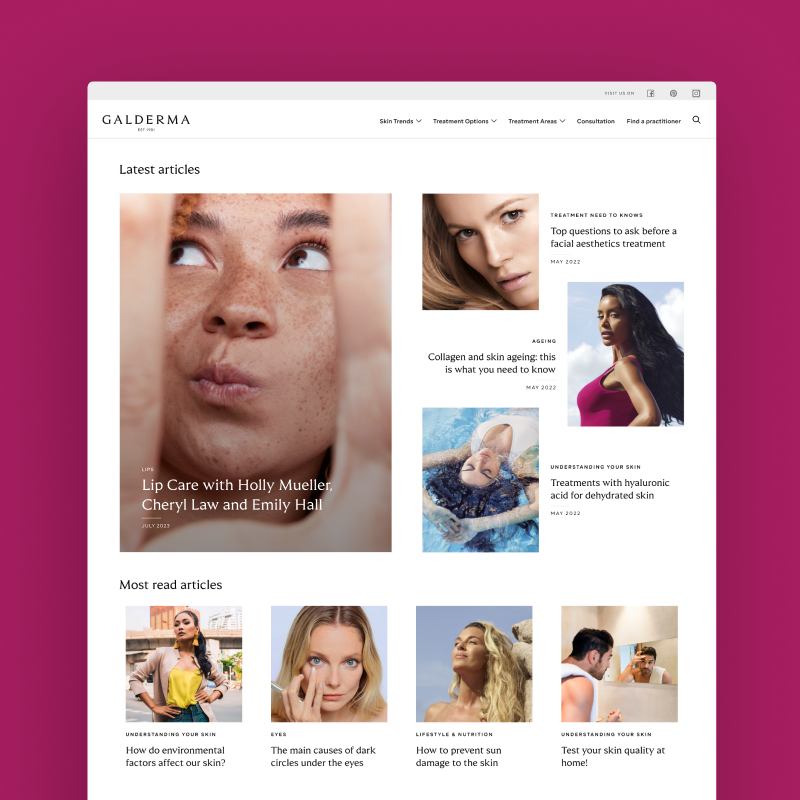 SEO Microsite UX Design example by Camille Brunette for Galderma
