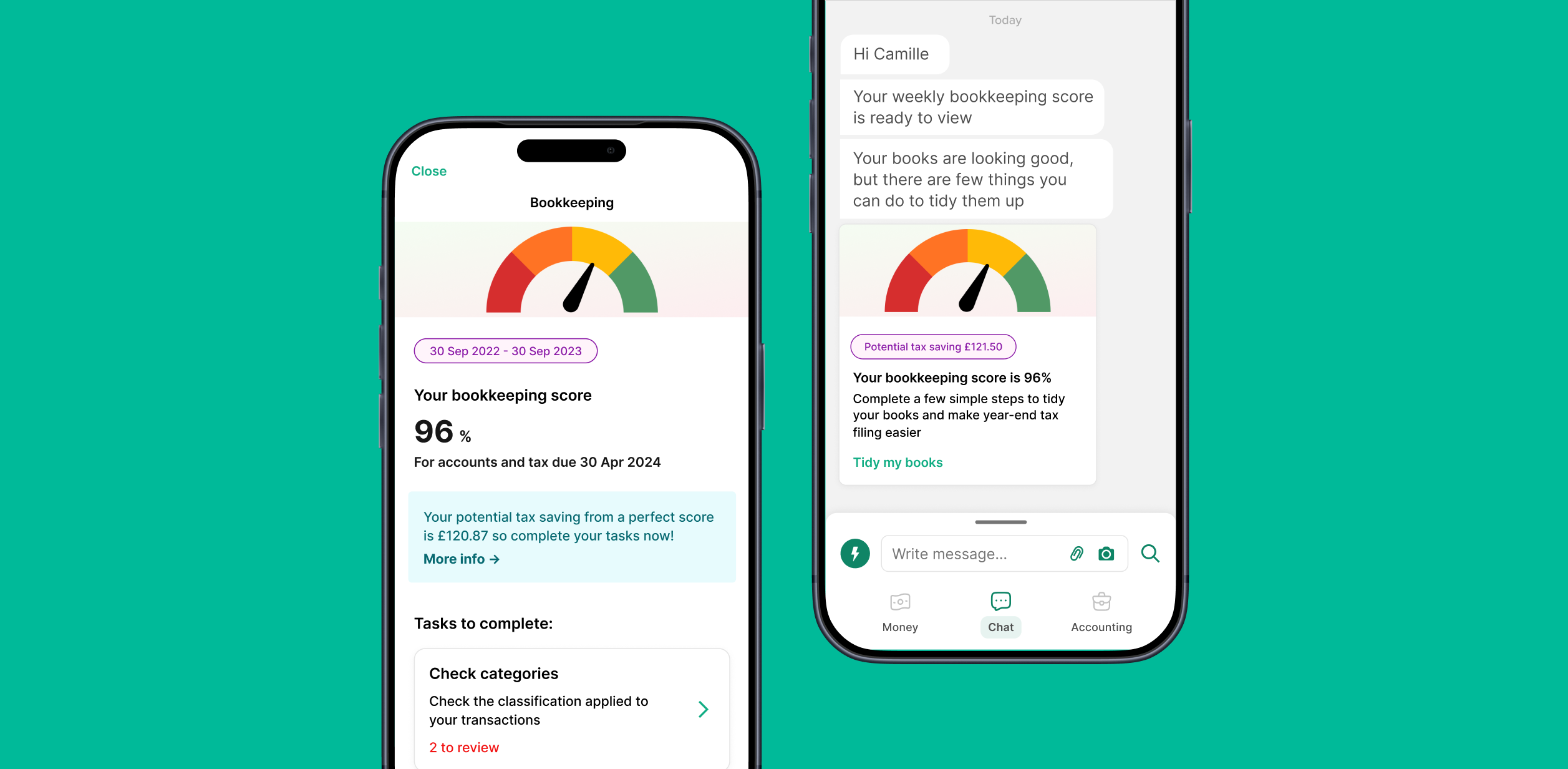 Bookkeeping Score screens in the ANNA mobile app