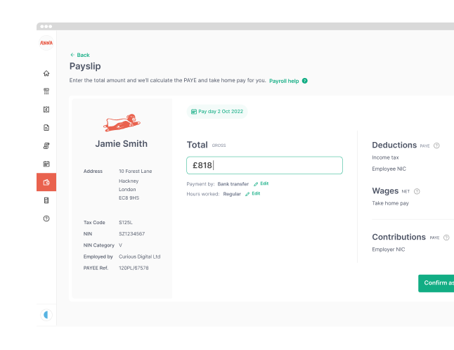Payroll screen laid out like a familiar payslip